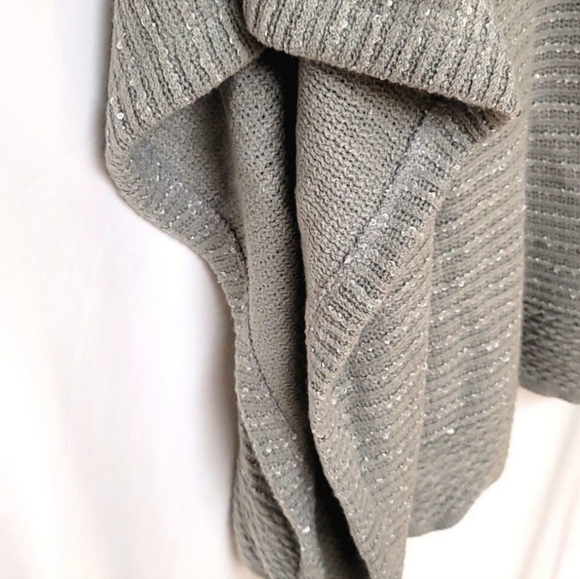 Grey Sequin Sweater Poncho - Picture 4 of 6